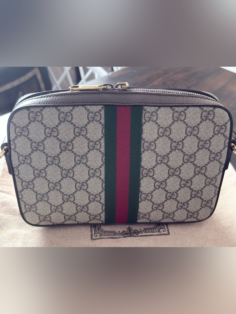 Gucci Brown GG Supreme Belt Bag with Green and Red Web Stripe - Picture 3 of 16
